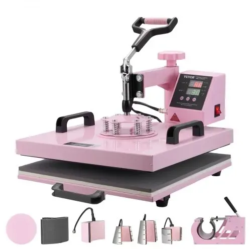 VEVOR Hitzepresse Transferpresse 38x38cm 8 in 1 Tumbler Presse T-Shirts Rosa – Bild 8