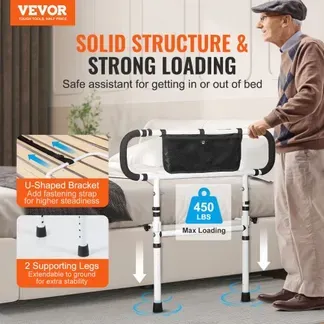 VEVOR Bettaufstehhilfe Senioren Bettgitter Aufstehhilfe mit 2 Stützbeinen & Befestigungsgurt Bettgeländer Höhenverstellbar von 740 bis 930mm Schutzgeländer für Queensize- Doppel- & Einzelbett VEVOR Bettaufstehhilfe Senioren Bettgitter Aufstehhilfe mit 2 Stützbeinen & Befestigungsgurt Bettgeländer Höhenverstellbar von 740 bis 930mm Schutzgeländer für Queensize- Doppel- & Einzelbett