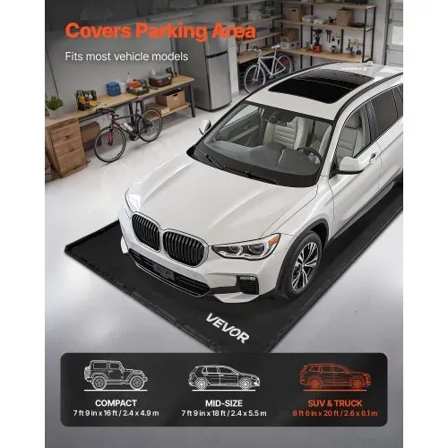 VEVOR Auffangmatte PVC-Garagenbodenmatte rutschfest (2,6 x 6,1 x 0,03 m) mit Abziehbesen, strapazierfähiger & wasserfester Auffangschutz Bodenschutz vor Schnee Regen Schlamm, Garagenmatte Schwarz VEVOR Auffangmatte PVC-Garagenbodenmatte rutschfest (2,6 x 6,1 x 0,03 m) mit Abziehbesen, strapazierfähiger & wasserfester Auffangschutz Bodenschutz vor Schnee Regen Schlamm, Garagenmatte Schwarz