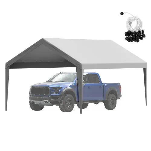VEVOR Garagenzelt, 3,6 x 6 m, Garagendachzelt, Unterstandplane, wasserdicht und UV-geschützt, einfache Installation mit Spanngurten, grau (nur Dachabdeckung, Rahmen nicht im Lieferumfang enthalten) – Bild 8