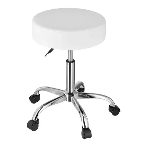 VEVOR runder Sattelhocker Rollhocker 204 kg belastbarer höhenverstellbarer (55-71 cm) Drehhocker Arbeitshocker PU-Leder-Drehsattelstuhl geeignet für Salon Spa Massage Klinik weiß – Bild 10