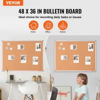 VEVOR 48″x36″ Große Korktafel – Wandmontierte Pinnwand mit Pinnwand – Perfekt für Schule, Zuhause, Büro VEVOR 48″x36″ Große Korktafel – Wandmontierte Pinnwand mit Pinnwand – Perfekt für Schule, Zuhause, Büro