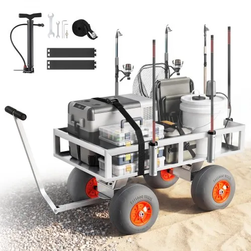 VEVOR Angelwagen Faltbar, 159kg Belastbarer Bollerwagen mit 4 PU-Luftreifen für All-Terrain, Transportwagen mit Alugestell & 6 Rutenhaltern, Multifunktionale Transportkarre für Angeln Camping Strand VEVOR Angelwagen Faltbar, 159kg Belastbarer Bollerwagen mit 4 PU-Luftreifen für All-Terrain, Transportwagen mit Alugestell & 6 Rutenhaltern, Multifunktionale Transportkarre für Angeln Camping Strand