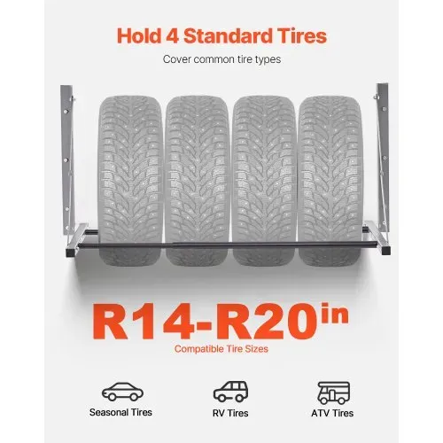 VEVOR Reifenregal Reifenständer Garagenregal zur Wandmontage 812-1219 mm verstellbar, Q235 Hochleistungs-Reifenlagerregal aus Stahl für Standardreifen (R355,6 bis R508 mm), max. Tragkraft 136 kg VEVOR Reifenregal Reifenständer Garagenregal zur Wandmontage 812-1219 mm verstellbar, Q235 Hochleistungs-Reifenlagerregal aus Stahl für Standardreifen (R355,6 bis R508 mm), max. Tragkraft 136 kg