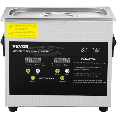 VEVOR 3 L Verbesserter Ultraschallreiniger (200 W Heizung, 120 W Ultraschall) Professioneller digitaler Labor-Ultraschall-Teilereiniger mit Heizungstimer für die Reinigung von Schmuckgläsern – Bild 8