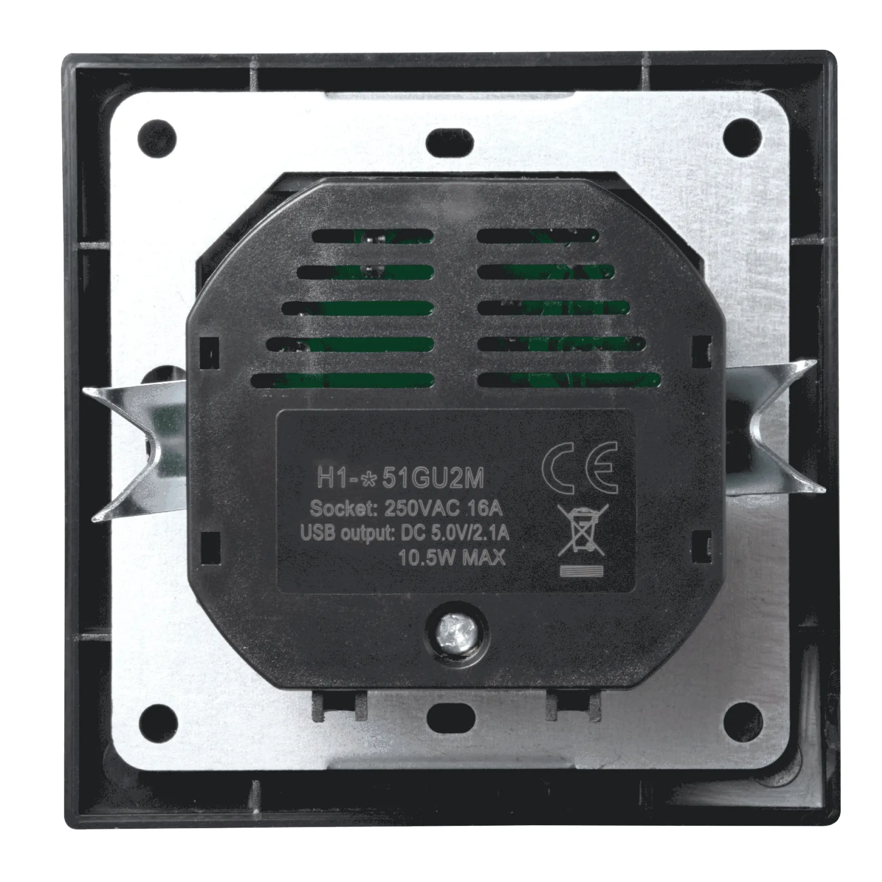 Schutzkontakt-Steckdose mit 2x USB McPower ''Flair'',250V, 5V/2,1A,UP,matt schwarz – Bild 2