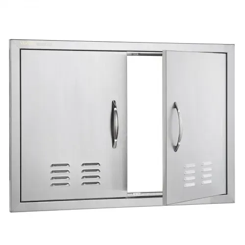 VEVOR Grill-Zugangstür, 762 x 533 mm, Doppelte Außenküchentür, Flächenbündig Montierte Edelstahltür, Vertikale Wandtür mit Griffen und Lüftungsschlitzen, für Grillinsel, Grillstation, Außenschrank – Bild 8