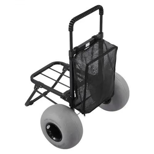 VEVOR Strandwagen mit Ballonreifen (12 Zoll), Faltbarer Strandtrolley mit 4-stufig Einstellbarem Schaumstoffgriff und Pumpe, Handwagen (75 kg Belastbar), Strandkarre Ideal für Camping und Angeln – Bild 9