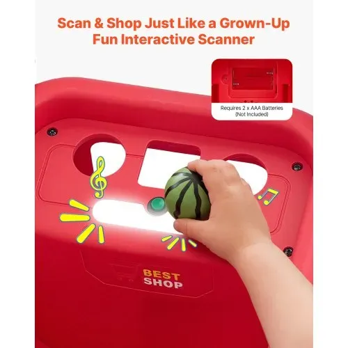 VEVOR Einkaufswagen für Kinder, Einkaufswagen Supermarkt Spielzeug mit Spiel-Lebensmittel Zubehör & Rollen, Höheverstellbares PP-Kaufladenzubehör mit Licht Sound Kaufmannsladen Spiele für Kinder ab 2 – Bild 2
