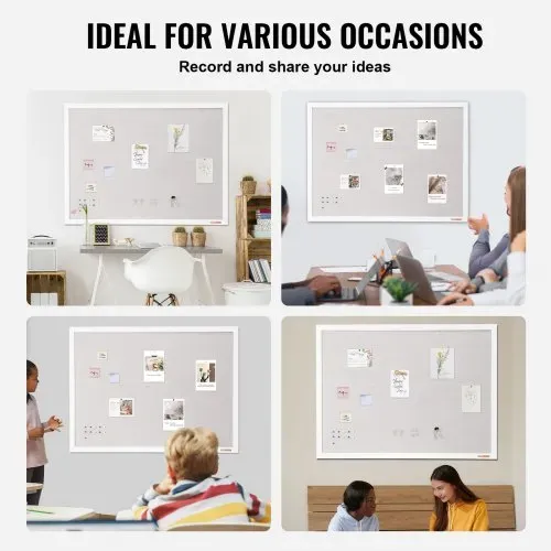 VEVOR 48"x36" weiße Korktafel mit Leinenoberfläche – stilvolle wandmontierte Pinnwand für Zuhause, Schule, Büro – elegantes und funktionales Schwarzes Brett – Bild 5