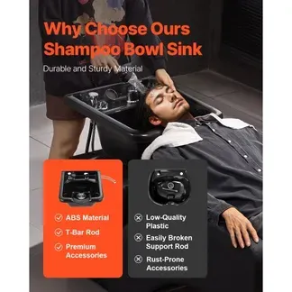 VEVOR Mobiles Waschbecken Friseur ABS-Kunststoff Friseur Waschbecken Abmessung 47 x 4 6x 25 cm, Schwarze Rückwärtswaschbecken, Verbreitet im Kosmetiksalon oder Bad, zu Hause oder oder im Badezimmer VEVOR Mobiles Waschbecken Friseur ABS-Kunststoff Friseur Waschbecken Abmessung 47 x 4 6x 25 cm, Schwarze Rückwärtswaschbecken, Verbreitet im Kosmetiksalon oder Bad, zu Hause oder oder im Badezimmer