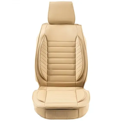 VEVOR Sitzbezüge, Universal Autositzbezüge Vordersitze, 2 Stk. Kunstleder Sitzbezug, Halbgeschlossenes Design, abnehmbare Kopfstütze und Airbag kompatibel, für die meisten Autos SUVs und Trucks Beige – Bild 9