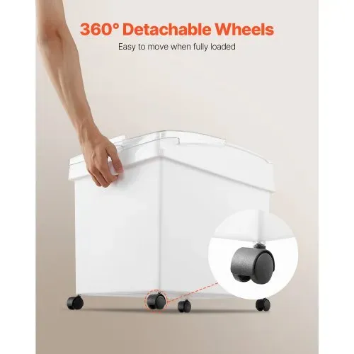 VEVOR Mehl und Reis Behälter Kapazität 25 kg, 3 Stück Aufbewahrungsbox Küche 35,5 x 50 x 45 cm, dreifach Vorratsdosen weiß Speicherung für Getreide und anderen Trockenwaren – Bild 4