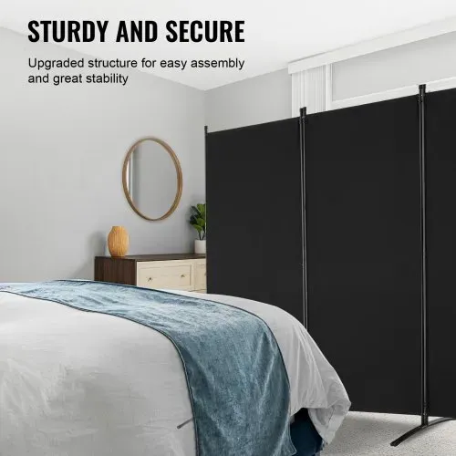 VEVOR Raumteiler 3 Paneele Raumteiler 260 x 184 x 52 cm, faltbarer Sichtschutz & tragbarer Trennwandteiler zur Raumtrennung, freistehende Raumteiler für Büro Schlafzimmer Arbeitszimmer, Schwarz – Bild 3