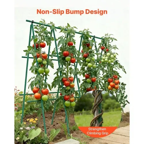 VEVOR Rankhilfe, 50er-Pack, Pflanzstab ⌀11x1170 mm, kunststoffbeschichtete Metall-Tomatenstäbe, Pflanzenstütze mit spitzem Ende & rutschfesten Noppen für den Anbau von Kletterpflanzen & Gemüse – Bild 4