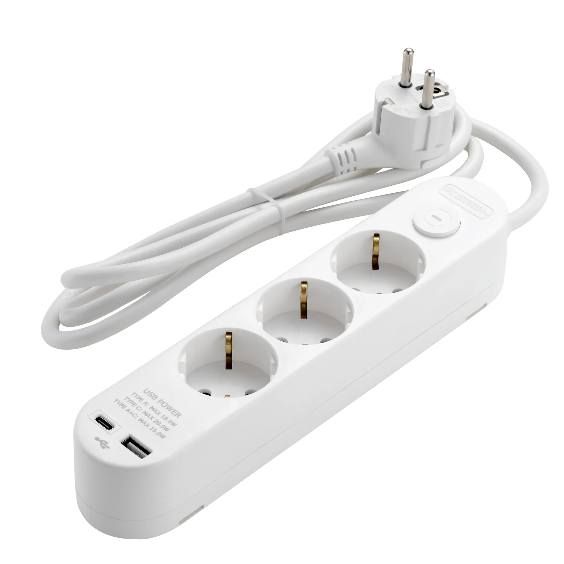 Steckdosenleiste McPower ''HK3'' 3-fach, USB-C mit PD 20W, 1,5m Zuleitung – Bild 2
