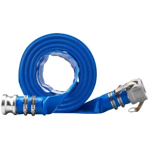 VEVOR Industrieschlauch 51 mm x 15,24 m Flachschlauch PVC Feuerwehrschlauch 58 PSI(4 bar) Arbeitsdruck Abwasserschlauch 174 PSI(12 bar) Berstdruck Bauschlauch mit Camlock-C-/E-Anschlüssen, 4 Klemmen – Bild 8