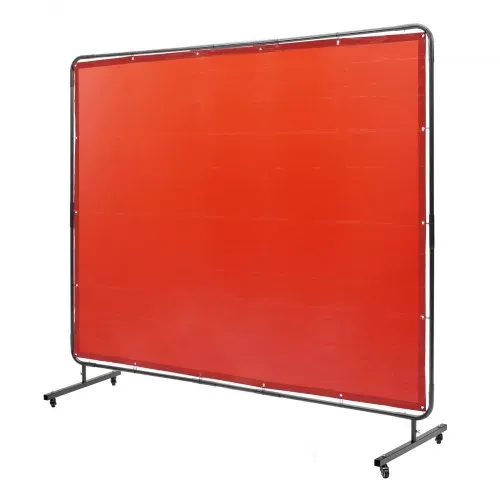 VEVOR Schweißvorhang 1,8 x 2,4 m Schweißschutzvorhang aus Flammhemmendem Vinyl Schweißschutzwand mit 4 Schwenkrädern und einem 6-stufigen UV-Schutz Schweißerdecke Schweißschutz Rot – Bild 9