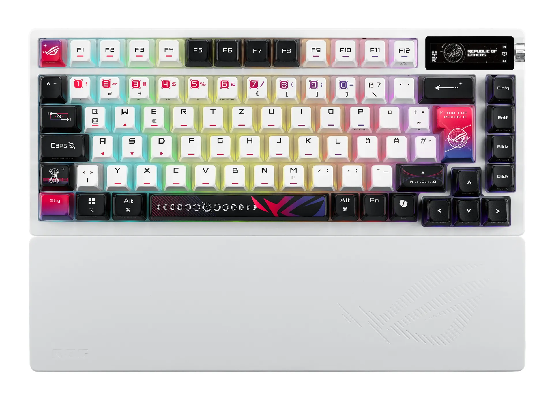 ASUS ROG Azoth X Tastatur Gaming USB + RF Wireless + Bluetooth QWERTZ Weiß ASUS ROG Azoth X Tastatur Gaming USB + RF Wireless + Bluetooth QWERTZ Weiß