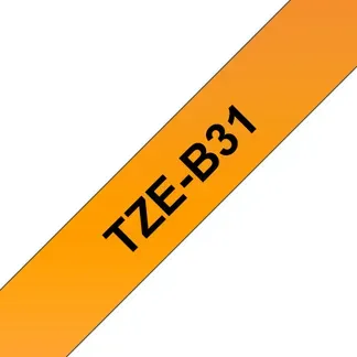 Brother TZE-B31 Etiketten erstellendes Band Schwarz auf leuchtend Orange Brother TZE-B31 Etiketten erstellendes Band Schwarz auf leuchtend Orange