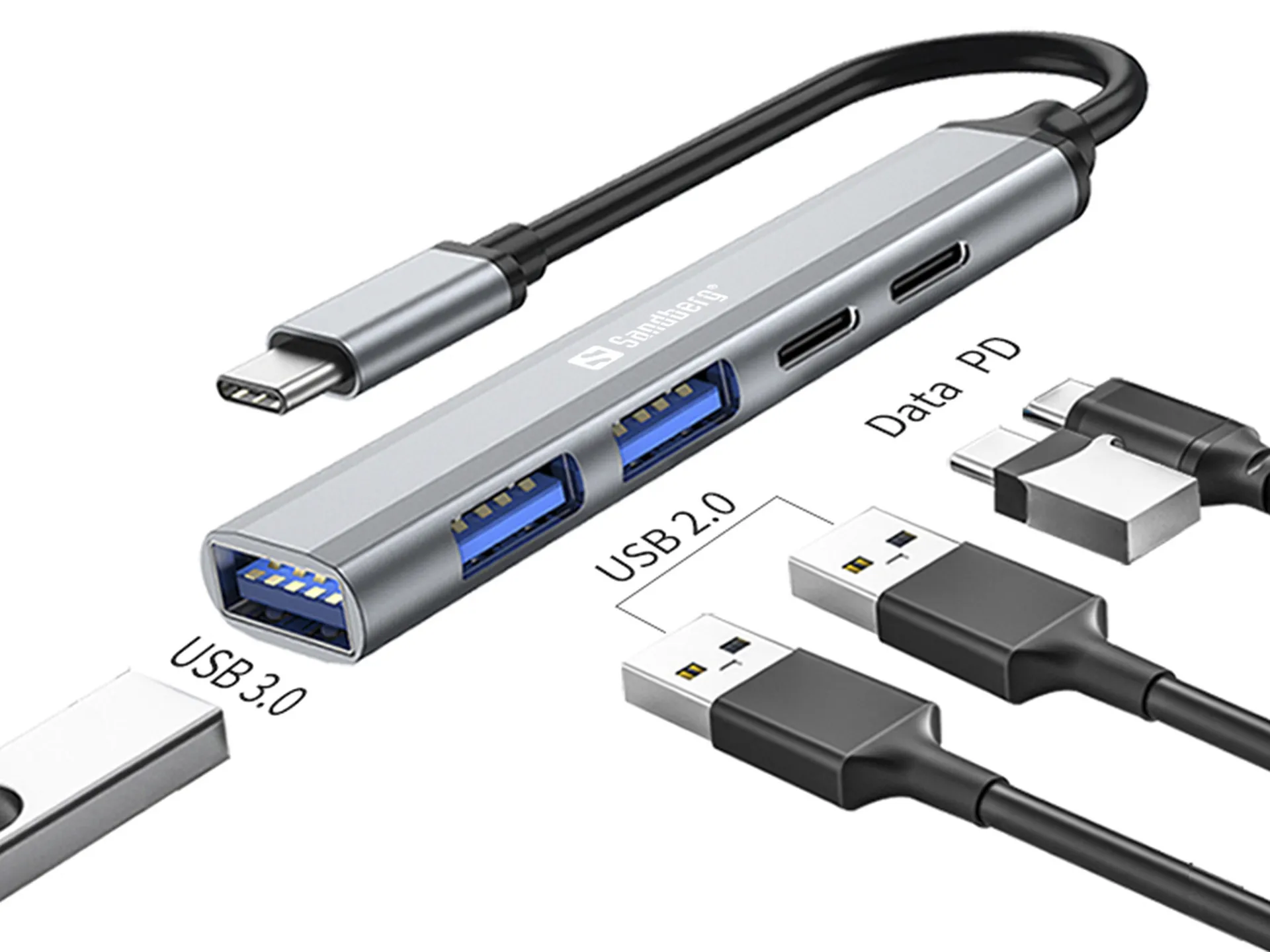 Sandberg 336-50 Schnittstellen-Hub USB Typ-C 5000 Mbit/s Grau – Bild 2