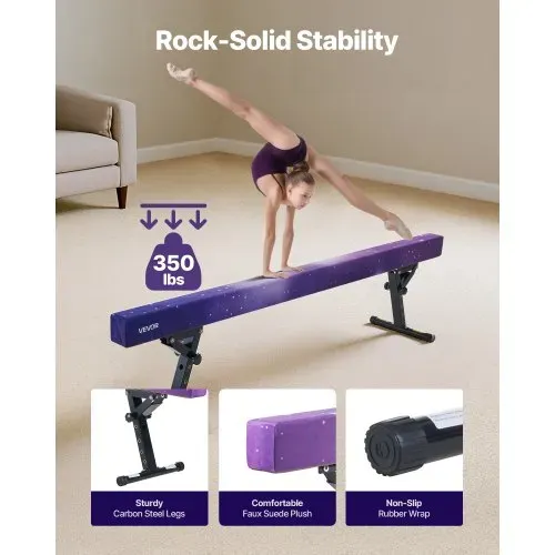 VEVOR Schwebebalken Gymnastik Kinder 241 cm Höhenverstellbar (5-stufig), 158,7 kg belastbarer Gymnastikbalken Turnbalken, Balance Balken Balancierbalken für Fitnessstudio, Galaxy – Bild 2