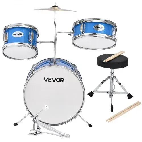 VEVOR Schlagzeugset, 3-teilig, Anfänger Drum Kit, inkl. 35,6 cm Basstrommel, 20,3 cm Tom-Tom, 25,4 cm Snare-Drum, verstellbare Drumsticks, Musik-Lernset, für Kinder von 6–13 Jahren, blau – Bild 10