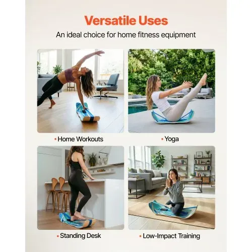 VEVOR Balance Board für Erwachsene (107 cm), Wackelbrett bis 200 kg Belastbar, Gebogenes Balance-Trainingsgerät mit Gurt für Core-Workouts Stehpultübungen Heim-Fitnessstudio Yoga, Blau – Bild 5