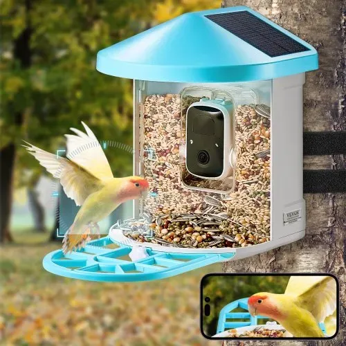 VEVOR Intelligenter Vogelfutterspender mit Kamera, 2K HD KI identifiziert über 10.000 Vogelarten, solarbetriebene Vogelbeobachtungskamera mit automatischer Aufnahme und sofortiger Benachrichtigung, kabelloses Outdoor-Geschenk für Vogelliebhaber (2 Solarmodule) – Bild 7
