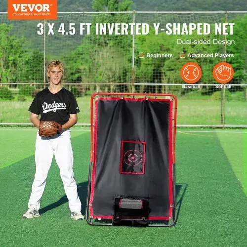 VEVOR Baseball- und Softball-Rebounder-Netz, 3,5 x 4,5 Fuß 2-in-1 Switch Hitter Pitch Trainer, PitchBack Baseball Pitching Return Trainer Nest, Bounce Back Net für Feld-/Wurfübungen VEVOR Baseball- und Softball-Rebounder-Netz, 3,5 x 4,5 Fuß 2-in-1 Switch Hitter Pitch Trainer, PitchBack Baseball Pitching Return Trainer Nest, Bounce Back Net für Feld-/Wurfübungen