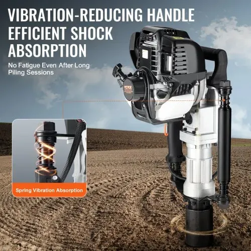 VEVOR 37,77 ccm Benzinbetriebener T-Pfostenrammer, 4-Takt-Zaunpfahlramme mit Benzinmotor, mit 2 Pfosten-Rammköpfen (55/70 mm), tragbarer 1000-W-Pfostenramme für Bauernhöfe, Ranchzäune, Straßenverbesserungen – Bild 4