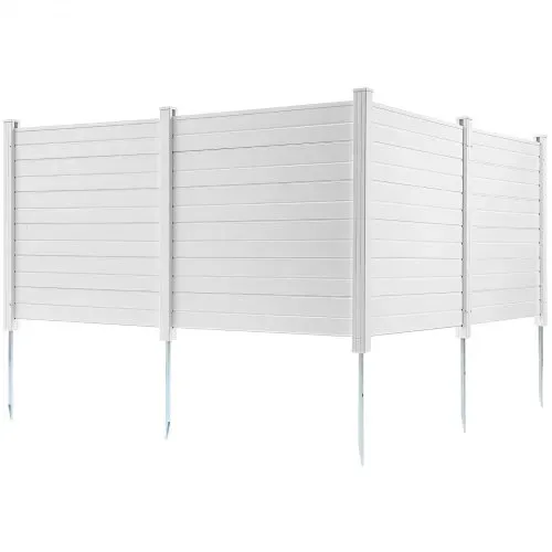 VEVOR 4xPaneele Gartenzaun 122x122cm Sichtschutzzaun PVC und verzinktes Blech-Erdspieß Windschutzzaun Metallpfähle bis 50cm Lamellenzaun Steckzaun Sichtschutz ideal für Pool-Ausrüstung Klimaanlagen – Bild 8