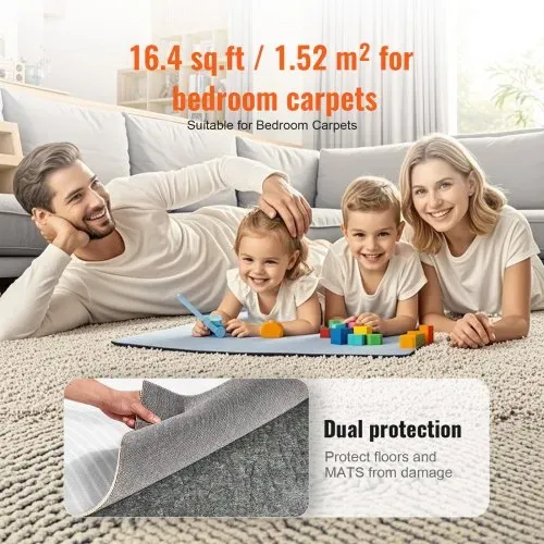 VEVOR Teppichbelag, 275x366cm, Teppichfliesen, schützende Polsterung aus Gummi für Teppiche, 0,6cm dick – Anti-Rutsch-Matte aus Filz mit doppelter Oberfläche, Bodenbelag, sicher für alle Böden, grau – Bild 5