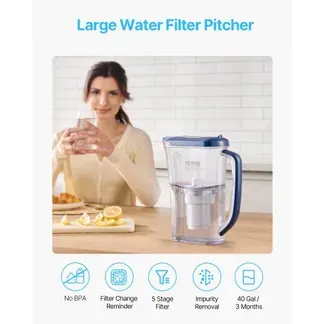 VEVOR Wasserfilter Kanne Wasserfilterkrug 9 Tassen Wasserfilterspender, kühlschrankfreundliches Wasserfiltersystem, kein BPA, hält 3 Monate / 150 L, reduziert Kalk Blei Chlor Gerüche VEVOR Wasserfilter Kanne Wasserfilterkrug 9 Tassen Wasserfilterspender, kühlschrankfreundliches Wasserfiltersystem, kein BPA, hält 3 Monate / 150 L, reduziert Kalk Blei Chlor Gerüche