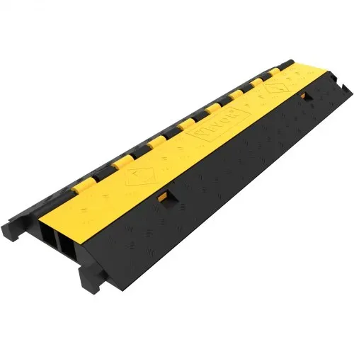 VEVOR Kabelschutzmatte Kabelkanal schwarz Kabelkanal außenbereich 2 Kanal strapazierfähig 66.000 lb Tragkraft Kabel Draht Schnur Abdeckung Rampe Speed Bump Auffahrt 103x25,5x5 cm – Bild 8