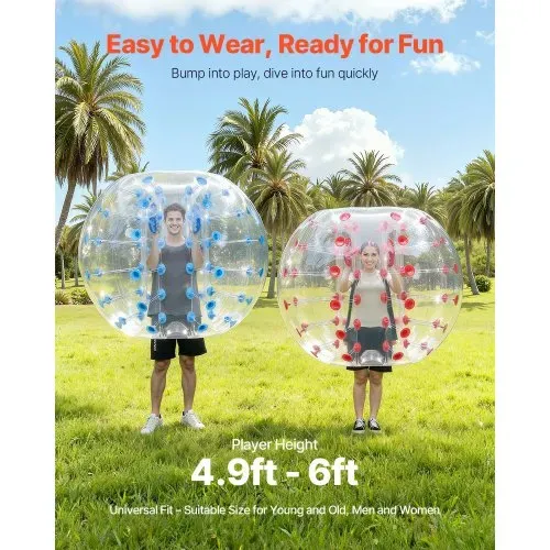 VEVOR 2 x 1,5m Bumper Ball Bubble Soccer Zorb Aufblasbarer Stoßball Blau + Rot – Bild 2