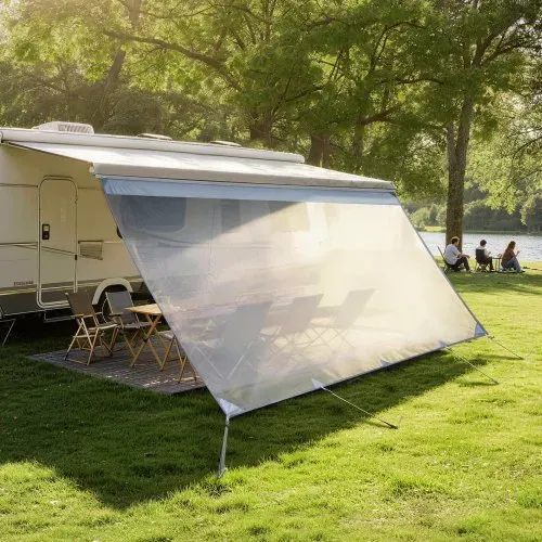 VEVOR Sonnenschutz (2 x 4,3 m) für Markisen (4,5 m), Markisen-Vorderwand aus Polyester-Netzgewebe, Doppelt Genähter & Atmungsaktiver Sichtschutz für Wohnmobil, Camping & Wohnwagen – Bild 7