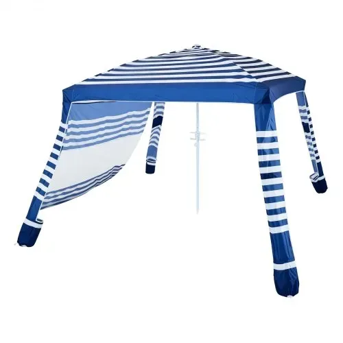 VEVOR Strand-Cabana, 2,4 x 2,4 m Strandüberdachung mit Seitenwand, UPF 50+ Sonnenschutz, Cabana mit Sandsäcken, höhenverstellbarer & tragbarer Sonnenschutz für Familie, marineblaue Streifen – Bild 10