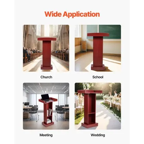 VEVOR Podiumständer Holzrednerpult (105 cm), Laptop-Schreibtisch mit breiter Lesefläche & Ablagefläche & Kantenstopper &elegantem Design, bodenstehend, für Klassenzimmer Konferenzen Kirchen – Bild 6