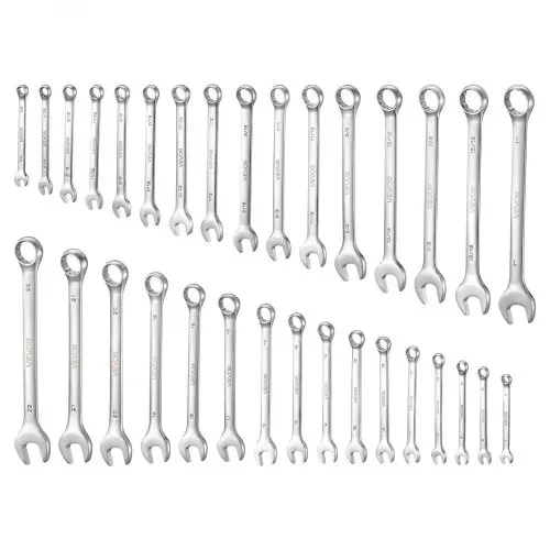 VEVOR Maulschlüsselset 32-tlg. (SAE & Metrisch), Gabelschlüsselsatz (12-Kant) Schraubenschlüsselset mit Rolltasche, Ringmaulschlüsselset aus Kohlenstoffstahl, für Allgemeine Kfz-Reparaturen – Bild 8