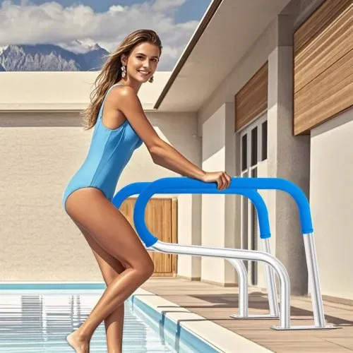 VEVOR Pool-Handlauf, 805 x 100 x 585 mm, Pooleinstieg Edelstahl mit Grundplatte für Innen-/Außenpools, Einstieghilfe für Schwimmbäder, rostfreier Haltegriff mit Griffabdeckung & Zubehör für Spas – Bild 7