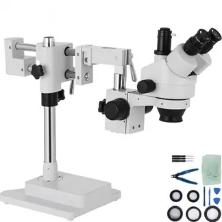 VEVOR 3,5X-90X Simul Focal Trinocular Zoom Stereo Microscope Al-Zn-Legierung 360 Grad Drehbar Trinokulares Stereomikroskop Dual Armstativ Labor Video Mikroskop Zwei höhenverstellbar Ständer Zubehör VEVOR 3,5X-90X Simul Focal Trinocular Zoom Stereo Microscope Al-Zn-Legierung 360 Grad Drehbar Trinokulares Stereomikroskop Dual Armstativ Labor Video Mikroskop Zwei höhenverstellbar Ständer Zubehör