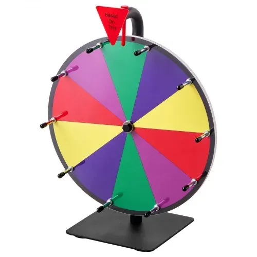 VEVOR Glücksrad Drehrad (305 mm) 10 Slots Glücksrad mit Ständer, Lotteriespiele Gewinn-Roulette mit Tafelschwamm & 2 Markern, 6 Farben, Spinning Prize Wheel ideal für Party Kneipe Messe – Bild 8