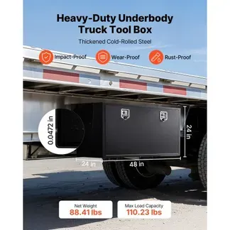 VEVOR Lkw Unterbaubox 1219 x 609 x 609 mm Unterflur Staukasten Kaltgewalzter Stahl Wasserdichter Werkzeugkasten mit T-Griff Schloss für Lkw Anhänger Transporter Werkzeugkiste Unterflurkasten Schwarz VEVOR Lkw Unterbaubox 1219 x 609 x 609 mm Unterflur Staukasten Kaltgewalzter Stahl Wasserdichter Werkzeugkasten mit T-Griff Schloss für Lkw Anhänger Transporter Werkzeugkiste Unterflurkasten Schwarz