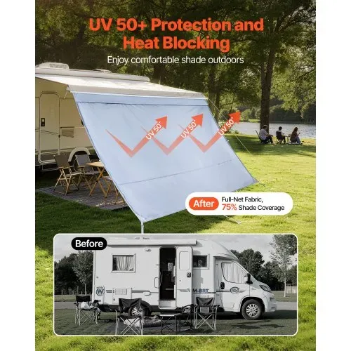 VEVOR Sonnenschutz (2 x 3,3 m) für Markisen (3,5 m), Markisen-Vorderwand mit UV50+ & Reißverschluss-PU-Bezug & Doppelt Genähtem Polyester-Netzgewebe, Regenschutz für Wohnmobil, Camping & Wohnwagen VEVOR Sonnenschutz (2 x 3,3 m) für Markisen (3,5 m), Markisen-Vorderwand mit UV50+ & Reißverschluss-PU-Bezug & Doppelt Genähtem Polyester-Netzgewebe, Regenschutz für Wohnmobil, Camping & Wohnwagen