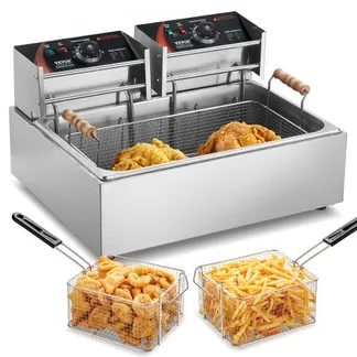 VEVOR kommerzielle Fritteuse, 3000 W elektrische Putenfritteuse mit 3 abnehmbaren Körben, 12 L Edelstahl Fritteuse mit großer Kapazität, für Küche Restaurant Café Bar Silber einstellbar 60-200 °C VEVOR kommerzielle Fritteuse, 3000 W elektrische Putenfritteuse mit 3 abnehmbaren Körben, 12 L Edelstahl Fritteuse mit großer Kapazität, für Küche Restaurant Café Bar Silber einstellbar 60-200 °C