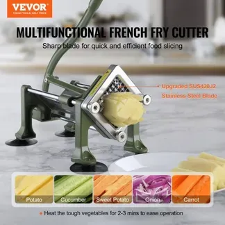 VEVOR Pommes-Frites-Schneider, Kartoffelschneider mit 1/2 Zoll, 3/8 Zoll und 1/4 Zoll Edelstahlklingen, manueller Kartoffelzerkleinerer mit Saugnäpfen, ideal für Kartoffeln Pommes Frites Gemüse VEVOR Pommes-Frites-Schneider, Kartoffelschneider mit 1/2 Zoll, 3/8 Zoll und 1/4 Zoll Edelstahlklingen, manueller Kartoffelzerkleinerer mit Saugnäpfen, ideal für Kartoffeln Pommes Frites Gemüse