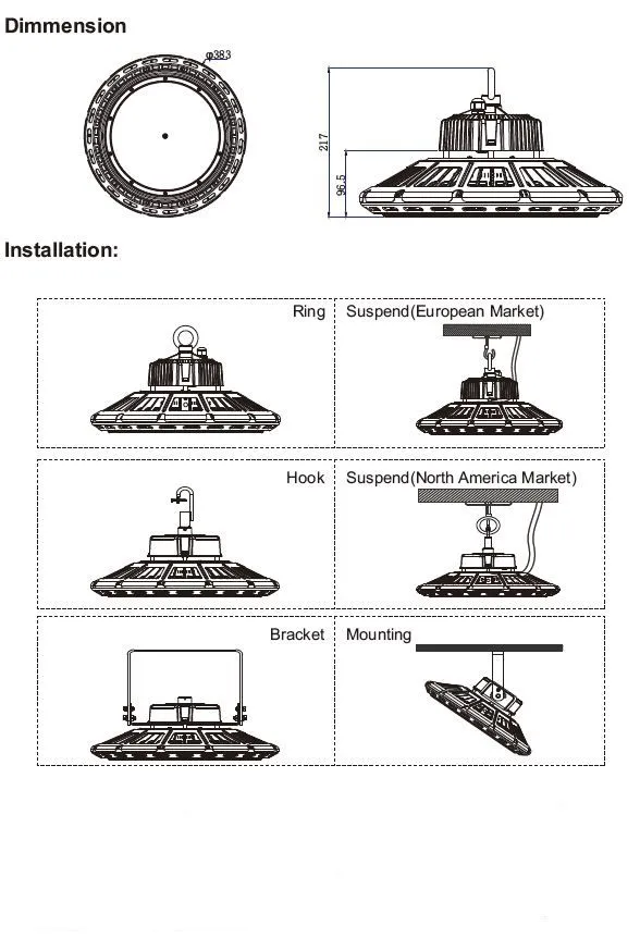 Synergy 21 LED Spot Pendelleuchte UFO 200W für Industrie/Lagerhallen cw 120° – Bild 3