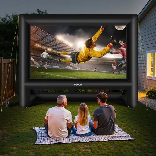 VEVOR aufblasbare Filmleinwand Projektion Beamer Leinwand aus 600D, Projektionsleinwand mit tragbarer Aufbewahrungstasche, 16:9, Filmprojektion für Heimkino Mottoparty Poolspaß (476 x 200 x 378 cm) – Bild 7