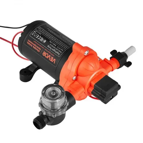 VEVOR Membranpumpe, 12 V DC, 15,1 L/min, selbstansaugende 3-Kammer-Membranwasserpumpe mit automatischem Druckschalter, 2,75 bar Druck, für Wohnmobil, Wohnwagen, Schiff, Yacht, Autowäsche – Bild 8